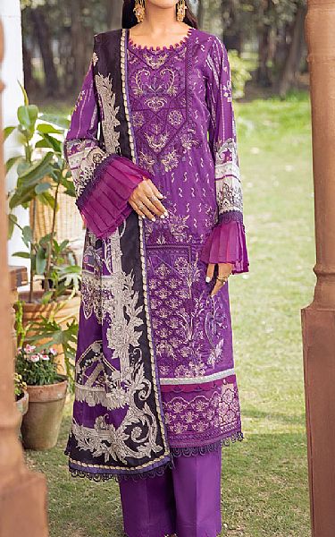 Ramsha Violet Lawn Suit | Pakistani Dresses in USA- Image 1