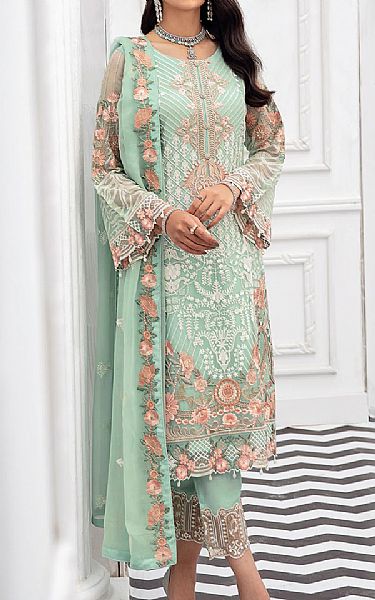 Mint Green Chiffon Suit | Ramsha Pakistani Chiffon Dresses