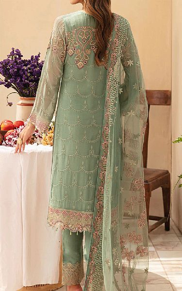 Ramsha Greenish Grey Chiffon Suit | Pakistani Embroidered Chiffon Dresses USA- Image 2