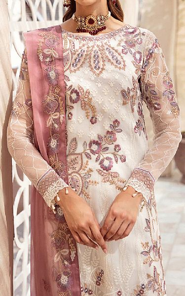 Ramsha Off White Chiffon Suit | Pakistani Embroidered Chiffon Dresses USA- Image 3