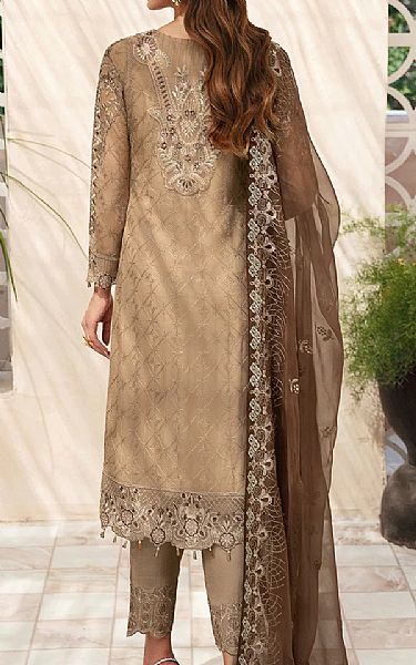 Ramsha Pale Taupe Chiffon Suit | Pakistani Embroidered Chiffon Dresses USA- Image 2