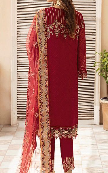 Ramsha Wine Red Chiffon Suit | Pakistani Embroidered Chiffon Dresses USA- Image 2