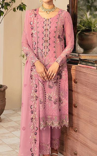 Ramsha Sea Pink Chiffon Suit | Pakistani Embroidered Chiffon Dresses USA- Image 1
