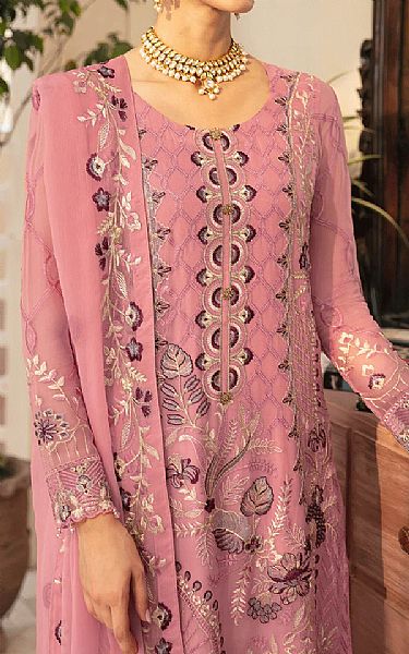Ramsha Sea Pink Chiffon Suit | Pakistani Embroidered Chiffon Dresses USA- Image 3