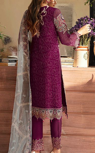 Ramsha Plum Chiffon Suit | Pakistani Embroidered Chiffon Dresses USA- Image 2