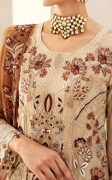 Ramsha Fawn Chiffon Suit | Pakistani Embroidered Chiffon Dresses USA- Image 3