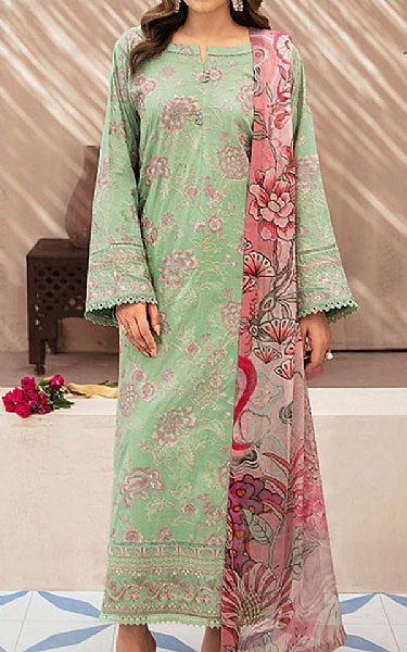 Ramsha Light Green Lawn Suit | Pakistani Lawn Dress in USA- Image 1