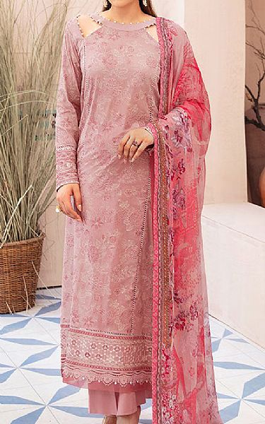 Ramsha Dusty Pink Lawn Suit | Pakistani Lawn Dress in USA- Image 1
