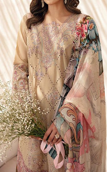 Ramsha Tan Lawn Suit | Pakistani Lawn Dress in USA- Image 1