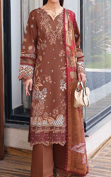 Ramsha Brown Lawn Suit | Pakistani Lawn Dress in USA- Image 1