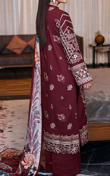 Ramsha Wine Lawn Suit | Pakistani Lawn Dress in USA- Image 2