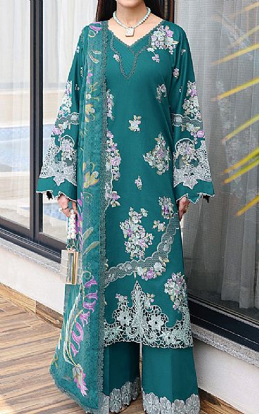 Ramsha Teal Lawn Suit | Pakistani Lawn Dress in USA- Image 1