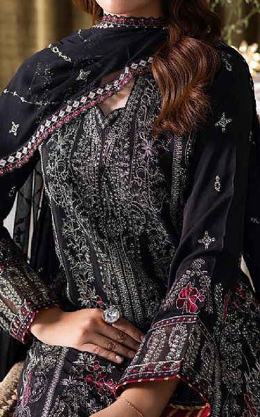 Ramsha Black Raw Silk Suit | Pakistani Embroidered Chiffon Dresses USA- Image 3