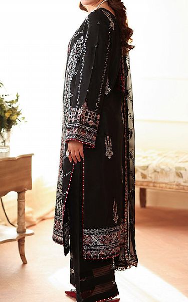 Ramsha Black Raw Silk Suit | Pakistani Embroidered Chiffon Dresses USA- Image 2