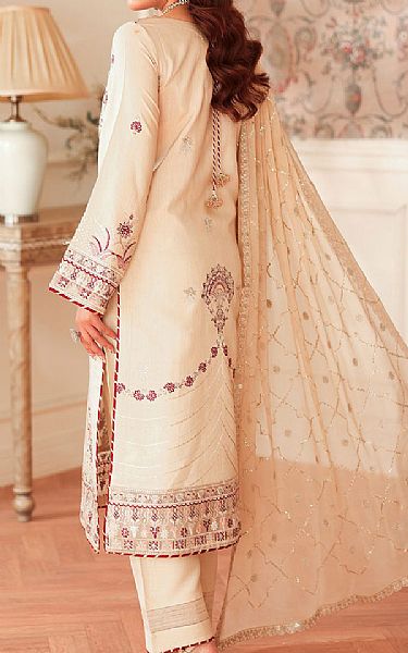 Ramsha Off White Raw Silk Suit | Pakistani Embroidered Chiffon Dresses USA- Image 2