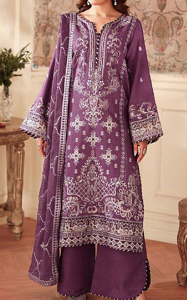 Ramsha Light Plum Raw Silk Suit | Pakistani Embroidered Chiffon Dresses USA- Image 1