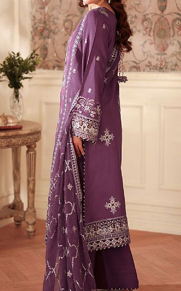 Ramsha Light Plum Raw Silk Suit | Pakistani Embroidered Chiffon Dresses USA- Image 2