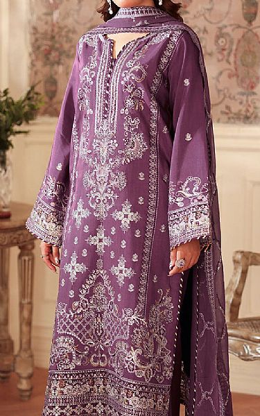 Ramsha Light Plum Raw Silk Suit | Pakistani Embroidered Chiffon Dresses USA- Image 3