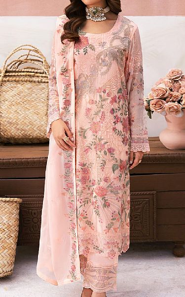 Ramsha Cavern Pink Chiffon Suit | Pakistani Embroidered Chiffon Dresses USA- Image 1