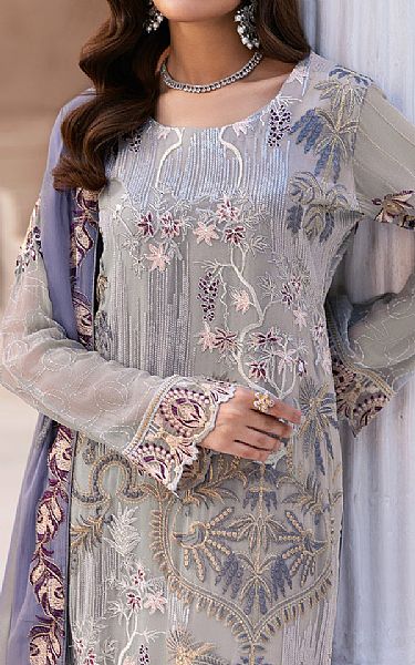 Ramsha Grey Chiffon Suit | Pakistani Embroidered Chiffon Dresses USA- Image 3