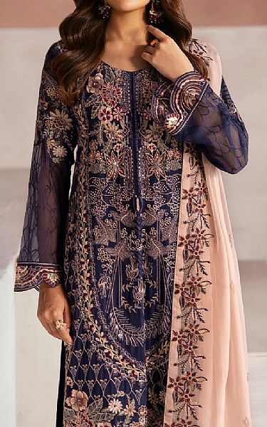 Ramsha Navy Blue Chiffon Suit | Pakistani Embroidered Chiffon Dresses USA- Image 3