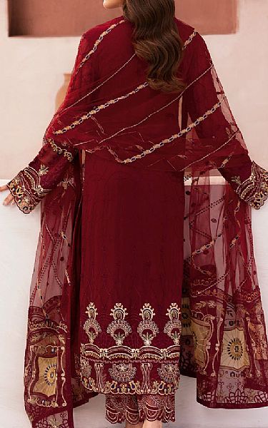 Ramsha Wine Red Chiffon Suit | Pakistani Embroidered Chiffon Dresses USA- Image 2