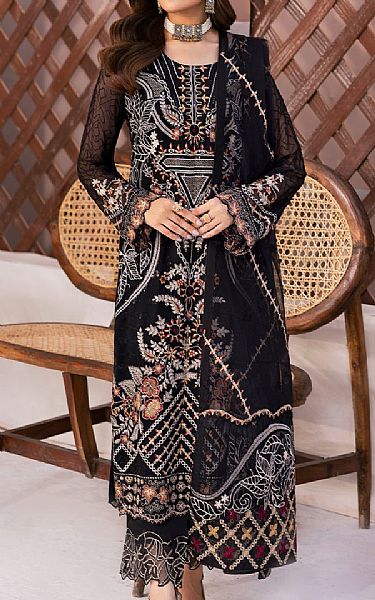 Ramsha Black Chiffon Suit | Pakistani Embroidered Chiffon Dresses USA- Image 1