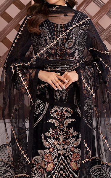 Ramsha Black Chiffon Suit | Pakistani Embroidered Chiffon Dresses USA- Image 3