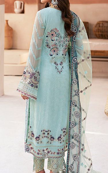 Ramsha Light Turquoise Chiffon Suit | Pakistani Embroidered Chiffon Dresses USA- Image 2