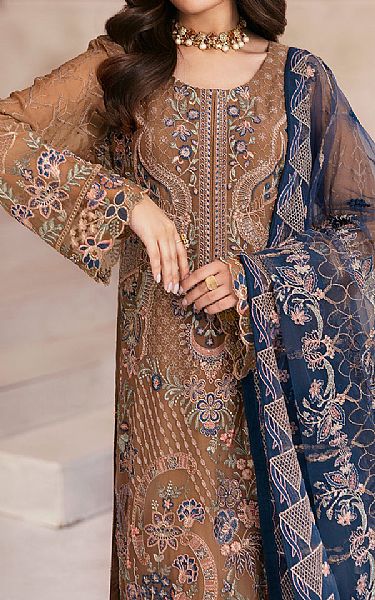 Ramsha Light Brown Chiffon Suit | Pakistani Embroidered Chiffon Dresses USA- Image 3