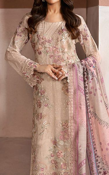 Ramsha Beige Chiffon Suit | Pakistani Embroidered Chiffon Dresses USA- Image 3