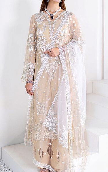 Ramsha Fawn Chiffon Suit | Pakistani Embroidered Chiffon Dresses USA- Image 1