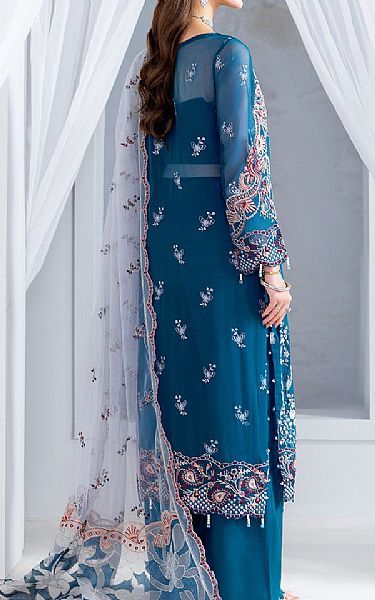 Ramsha Teal Blue Chiffon Suit | Pakistani Embroidered Chiffon Dresses USA- Image 2