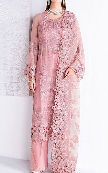 Ramsha Pink Chiffon Suit | Pakistani Embroidered Chiffon Dresses USA- Image 1