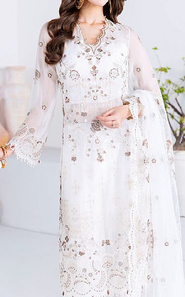 Ramsha White Chiffon Suit | Pakistani Embroidered Chiffon Dresses USA- Image 3