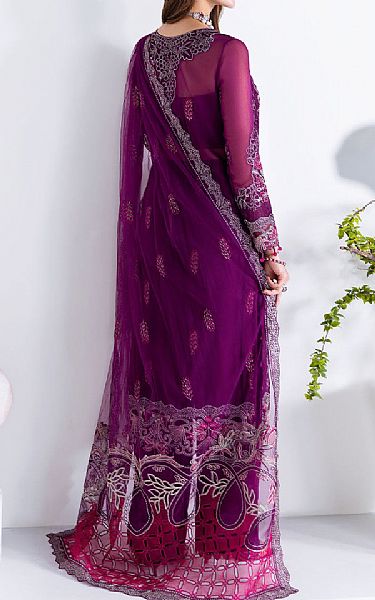 Ramsha Eggplant Chiffon Suit | Pakistani Embroidered Chiffon Dresses USA- Image 2