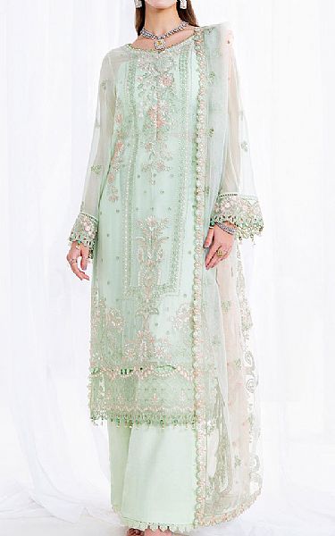 Ramsha Mint Green Chiffon Suit | Pakistani Embroidered Chiffon Dresses USA- Image 1