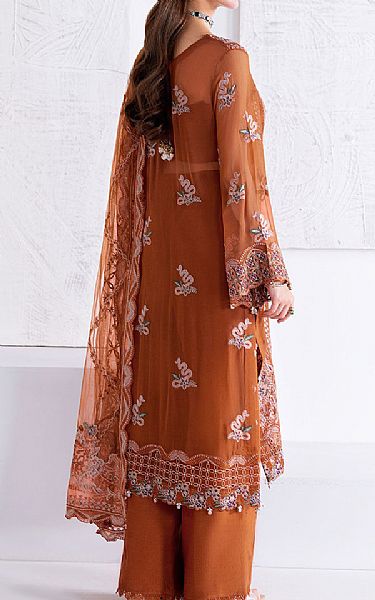 Ramsha Rust Chiffon Suit | Pakistani Embroidered Chiffon Dresses USA- Image 2