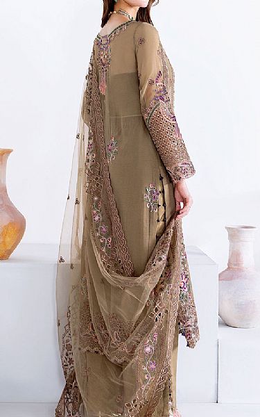 Ramsha Tan Chiffon Suit | Pakistani Embroidered Chiffon Dresses USA- Image 2