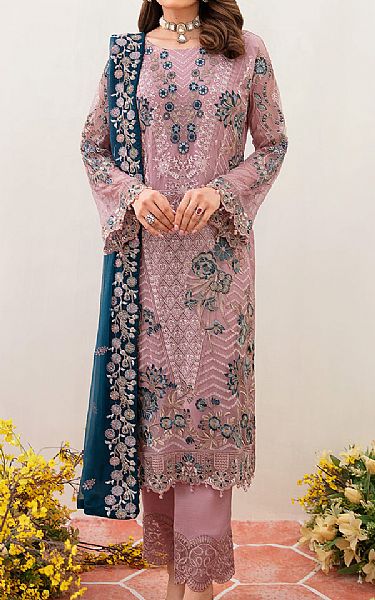Ramsha Mauve Chiffon Suit | Pakistani Embroidered Chiffon Dresses USA- Image 1