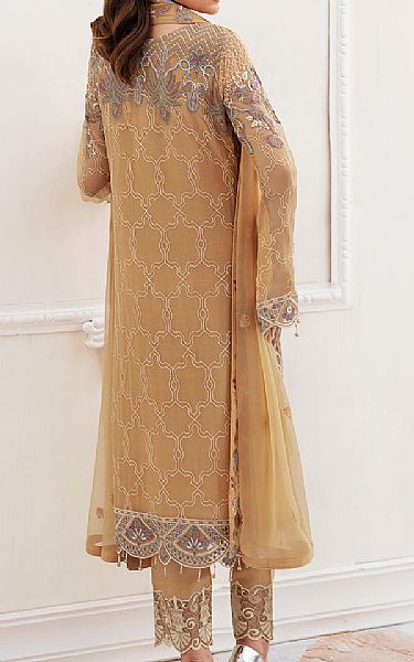 Ramsha Fawn Chiffon Suit | Pakistani Embroidered Chiffon Dresses- Image 2