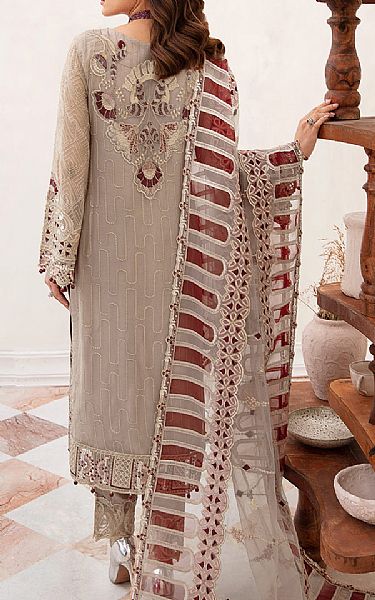 Ramsha Light Grey Chiffon Suit | Pakistani Embroidered Chiffon Dresses- Image 2