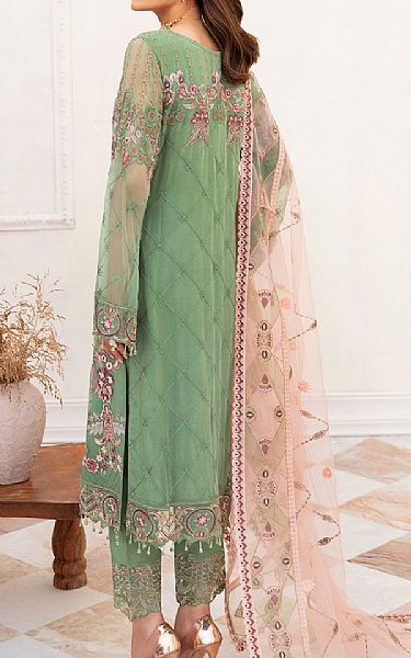 Ramsha Mint Green Chiffon Suit | Pakistani Embroidered Chiffon Dresses- Image 2