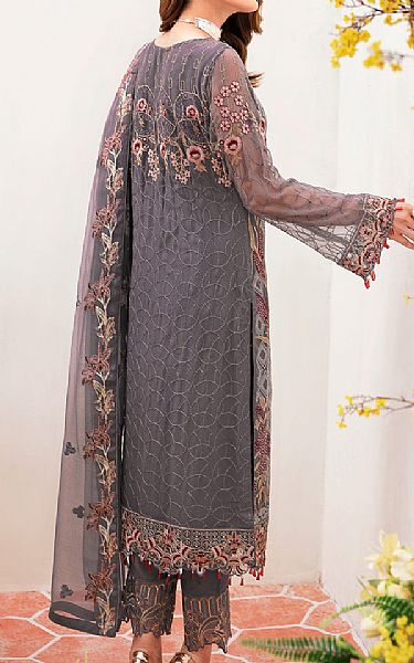 Ramsha Sand Grey Chiffon Suit | Pakistani Embroidered Chiffon Dresses- Image 2