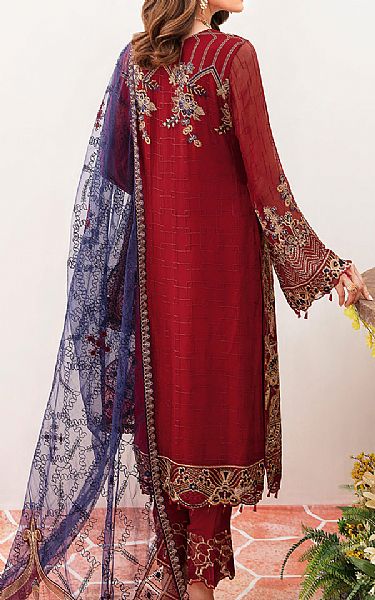 Ramsha Scarlet Chiffon Suit | Pakistani Embroidered Chiffon Dresses USA- Image 2