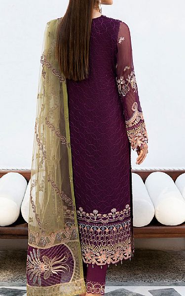Ramsha Egg Plant Chiffon Suit | Pakistani Embroidered Chiffon Dresses USA- Image 2