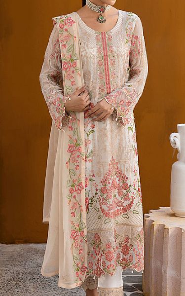 Ramsha Off-white Chiffon Suit | Pakistani Embroidered Chiffon Dresses USA- Image 1