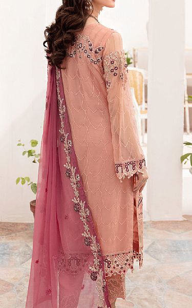 Ramsha Peach Chiffon Suit | Pakistani Embroidered Chiffon Dresses- Image 2