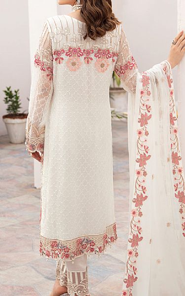 Ramsha White Chiffon Suit | Pakistani Embroidered Chiffon Dresses- Image 2