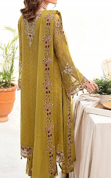 Ramsha Olive Green Chiffon Suit | Pakistani Embroidered Chiffon Dresses- Image 2